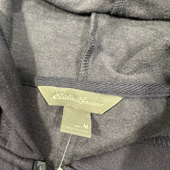 Eddie Bauer Navy Blue Long Sleeve Brushed Fleece Full Zip Hoodie Size Medium NWT - Picture 6 of 8